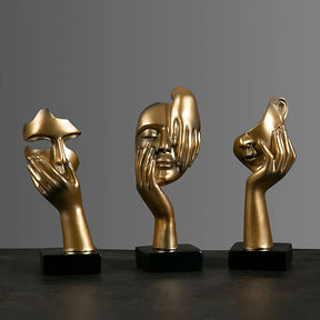 Mystic Mask: Estatueta de Máscara Abstrata em Resina